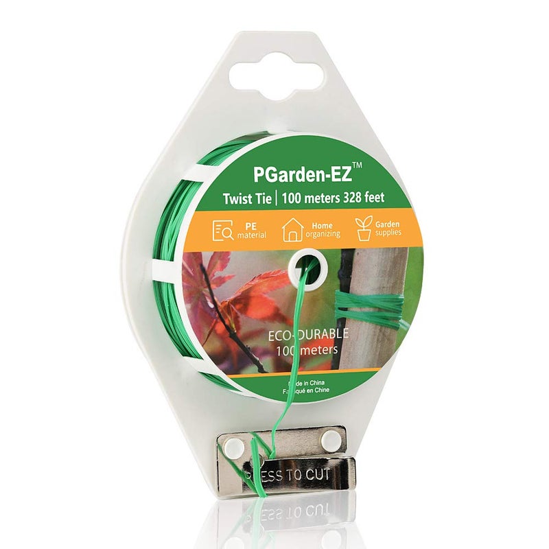 PGarden-EZ Twist Ties - 328ft Plant Ties PE-Coated Garden Ties with Cutter for Gardening Tomatoes Vines and Office Home Cable Organizing (1Reel/Green)â€¦ - Image 1